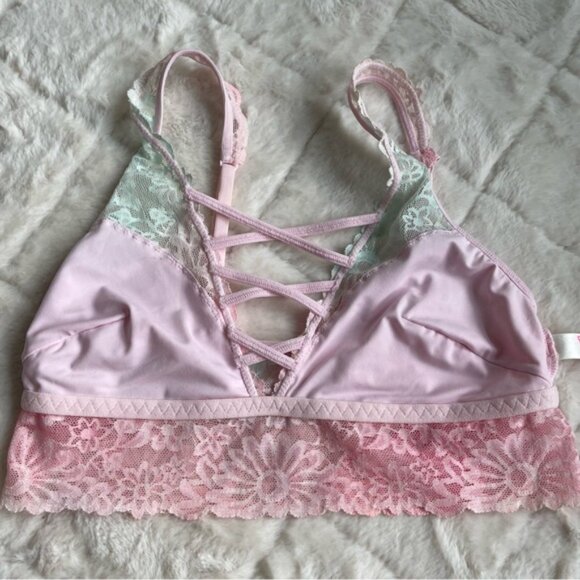 Victoria's Secret PINK | Cotton Candy Plunge Lace Bralette | Size Extra Small - Picture 8 of 11